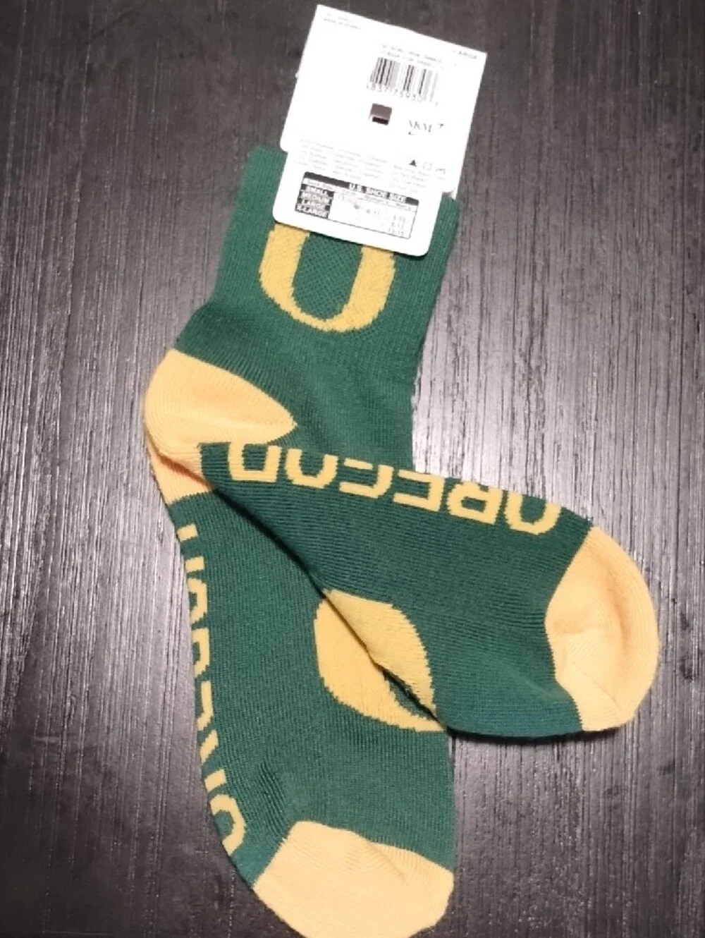 Lrg Green and Yellow Oregon Crew Socks